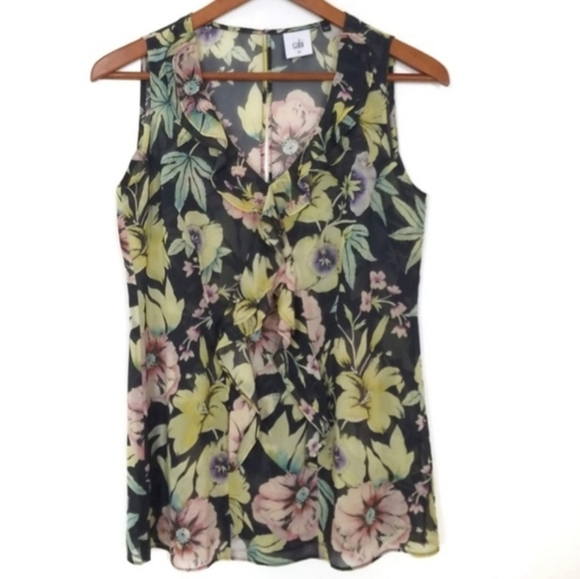 Cabi Floral Ruffle Tank XS - Picture 2 of 6